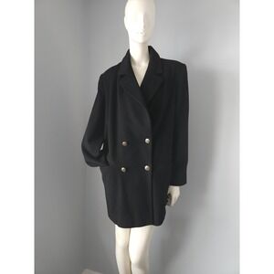 Vintage J.G. Hook Black‎ Wool Jacket Med Length Overcoat Winter USA Women's L/XL